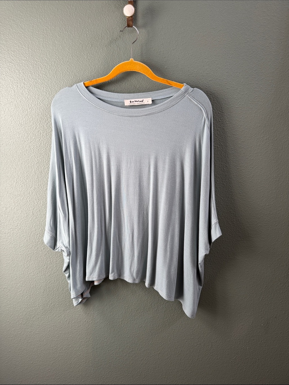 Three bird nest Relaxed Scoop Top Sz L Sage Green